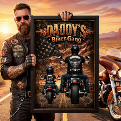 Custom Daddy's Biker Gang Poster for Dad with personalized design details for meaningful gifting image 6