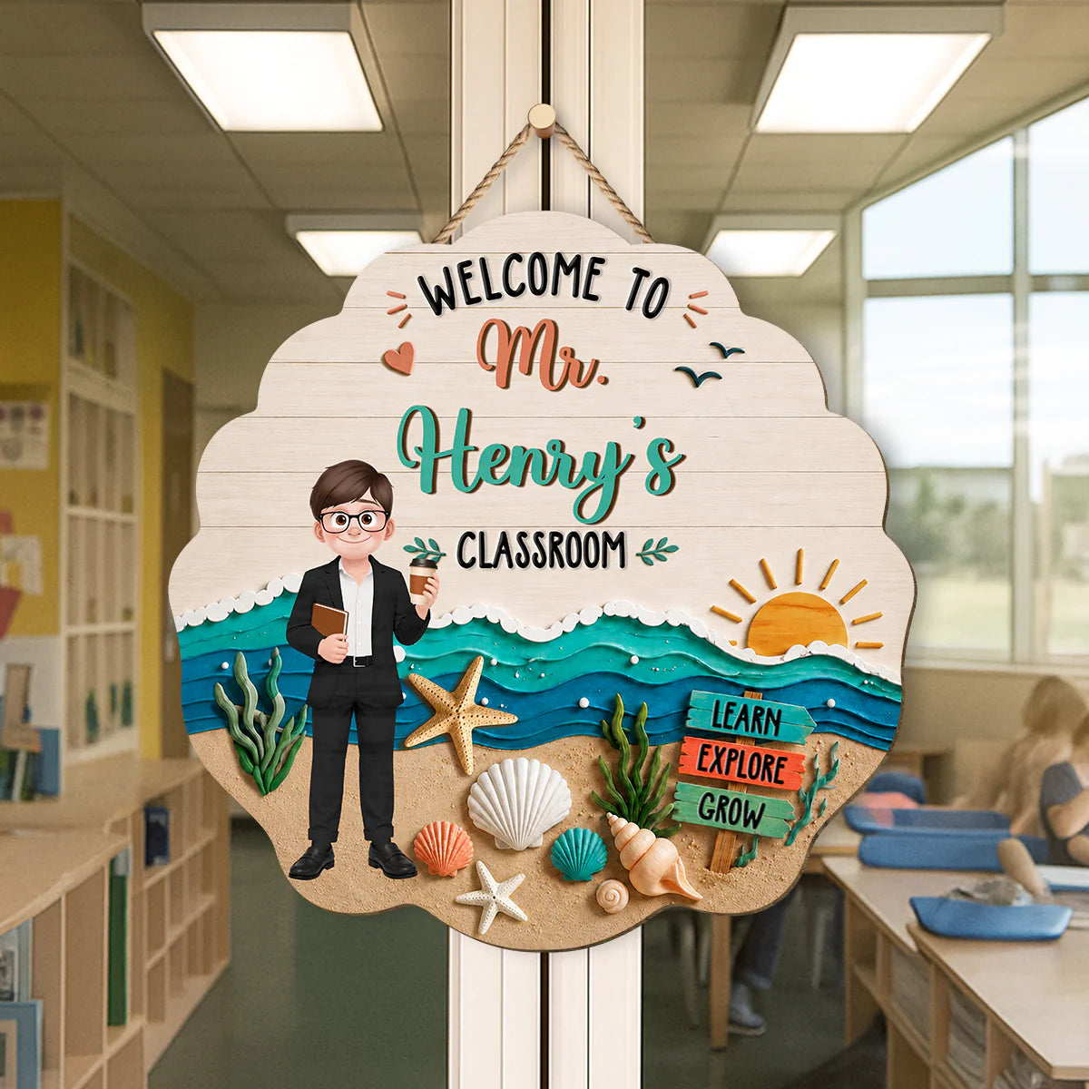 Personalized Teacher Classroom Wood Sign personalization view for Teacher