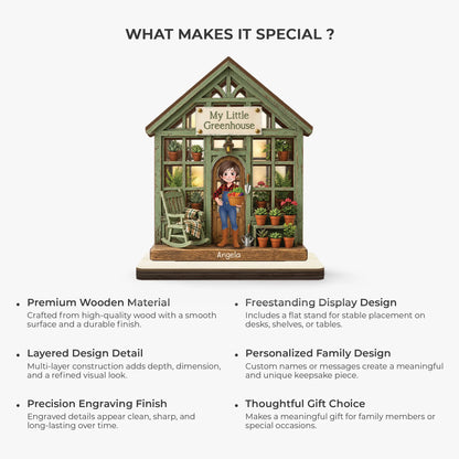 Custom Greenhouse Wooden Plaque for Mom with personalized design details for meaningful gifting image 6