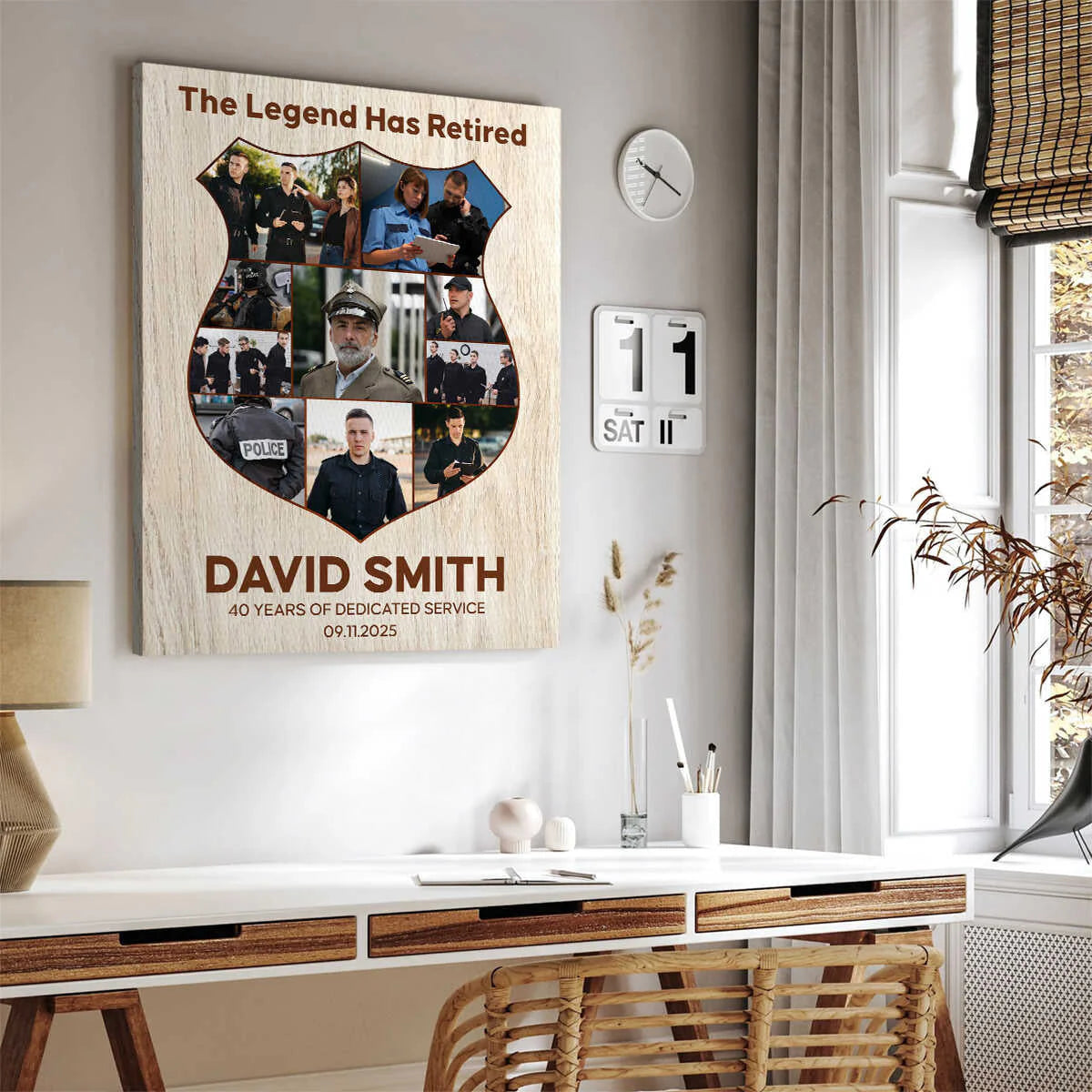 Personalized Police Retirement Canvas for Family with personalized design details for meaningful gifting image 6
