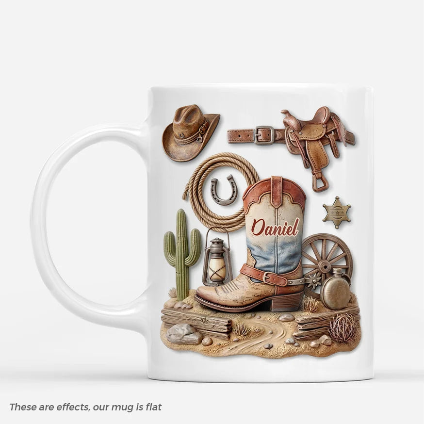 Personalized Cowboy Boot Coffee Mug - Custom Western Name Mug Gift