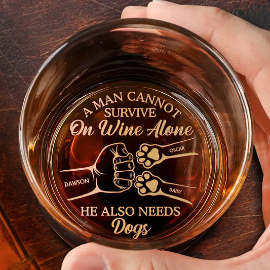 Custom Dog Dad Engraved Whiskey Glass for Dad with personalized design details for meaningful gifting