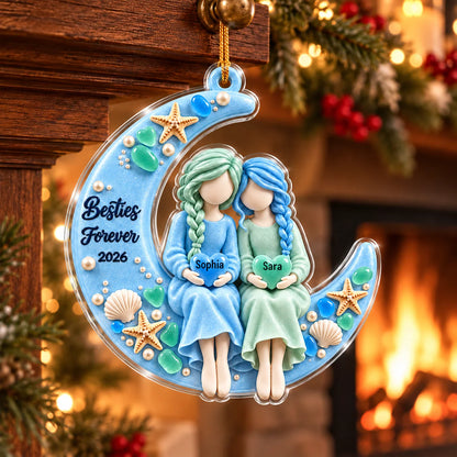 Besties Forever Personalized Best Friend Ornament - Custom Name Acrylic Keepsake for Christmas