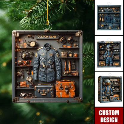 Personalized Pilot Aviation Locker Acrylic Ornament - Custom Flight Crew Keepsake Gift
