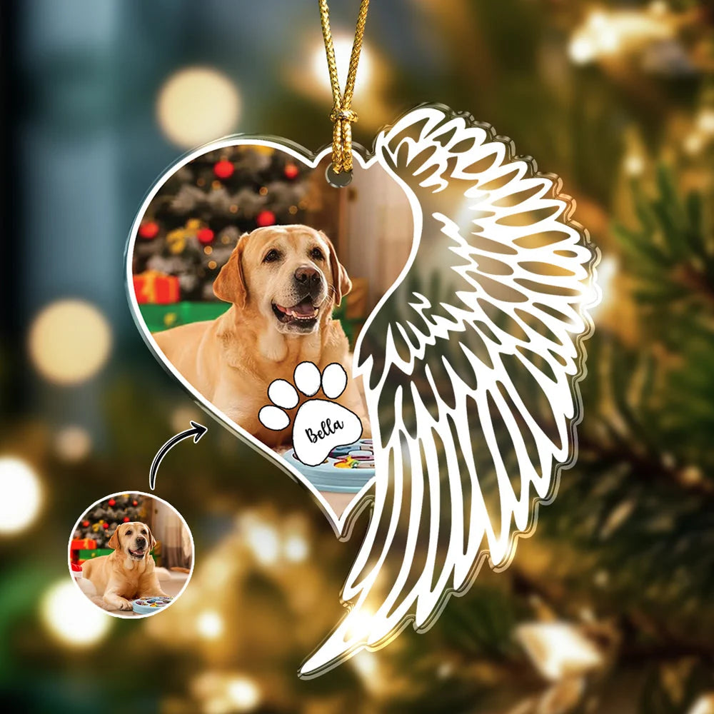 Custom Photo Dog Memorial Wing Personalized Acrylic Ornament - Christmas Keepsake for Dog Lovers
