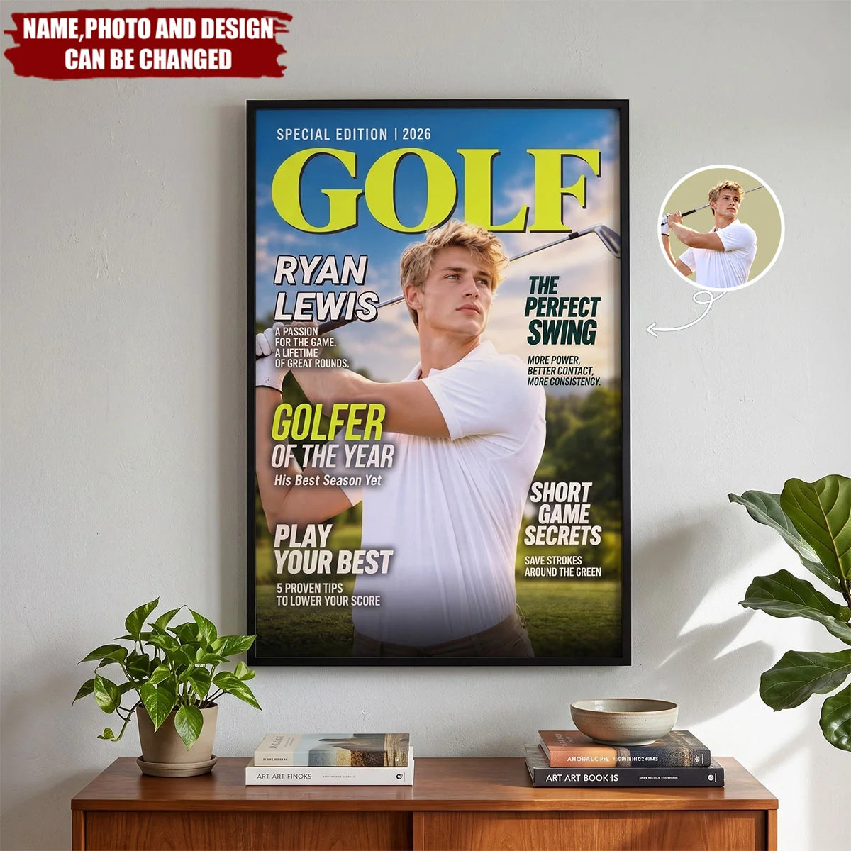 Golfer of the Year Custom Photo Canvas / Poster - Personalized Golf Wall Art for Dad