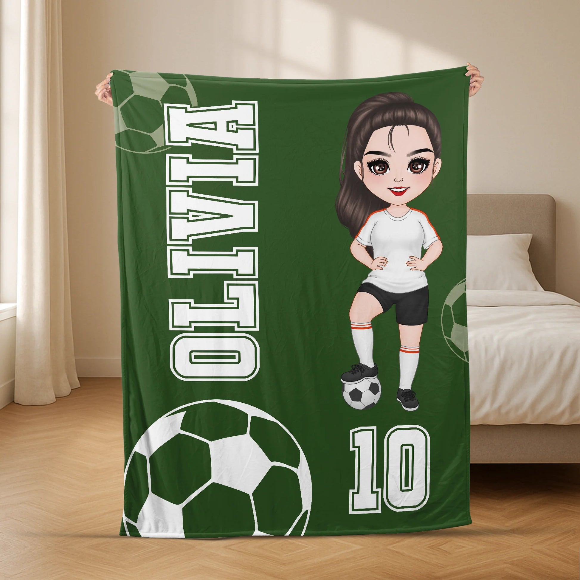 Personalized Soccer Blanket personalization view for Son/Grandson