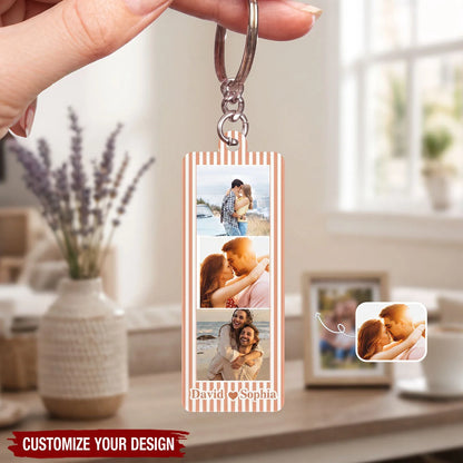 Custom Photo Booth Strip Acrylic Keychain - Personalized Picture Keepsake for Couples