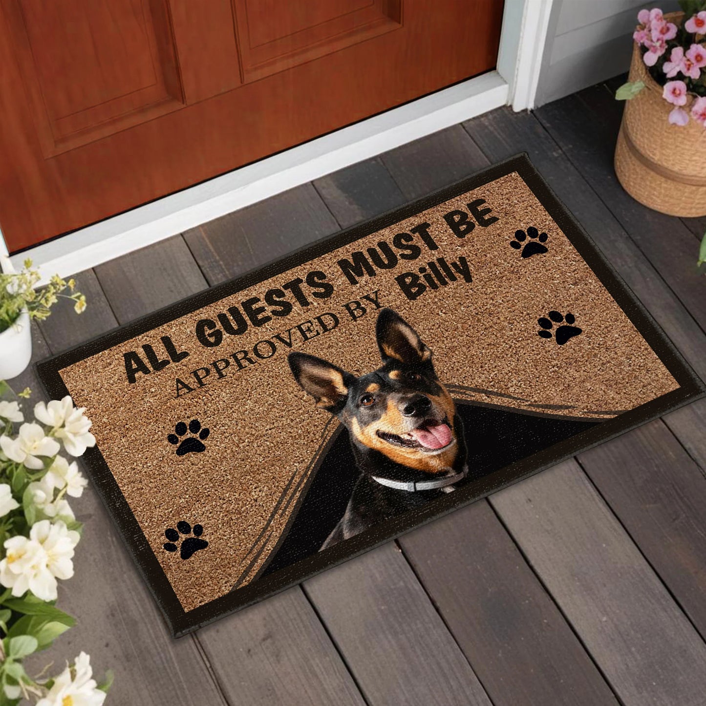 Doormat material and size view - Custom Dog Doormat