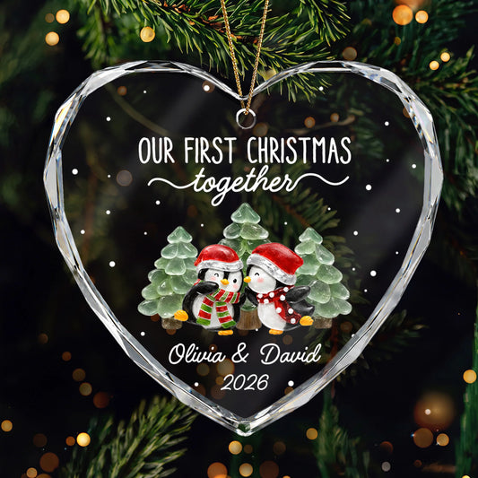 Our First Christmas Together Personalized Glass Ornament - Custom Couple Keepsake