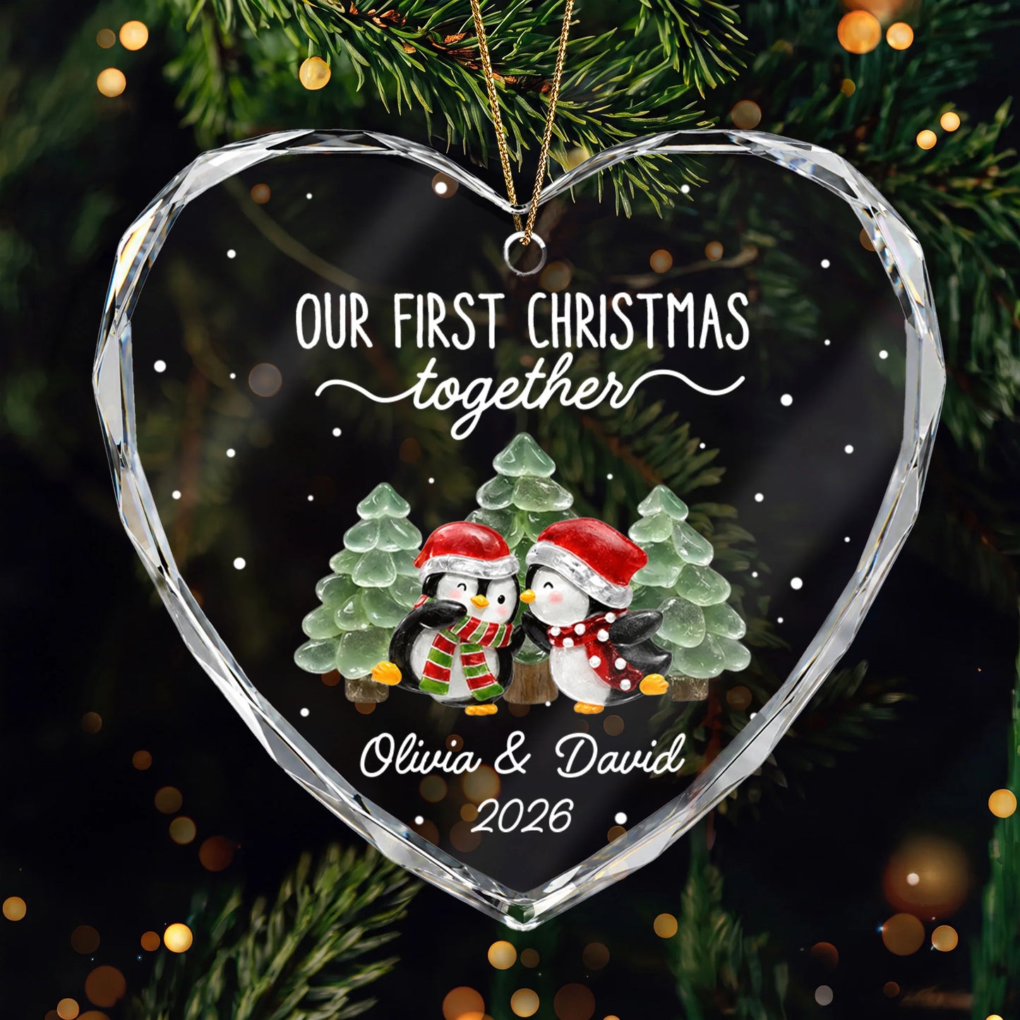 Our First Christmas Together Personalized Glass Ornament - Custom Couple Keepsake