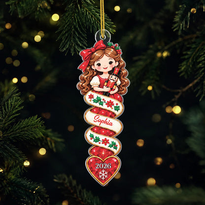 Personalized Nutcracker Character Acrylic Ornament - Custom Name Festive Christmas Tree Keepsake Gift for Kids