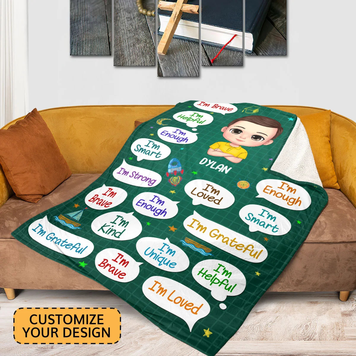 I'm Kind I'm Brave Personalized Blanket - Custom Affirmation Gift for Kids