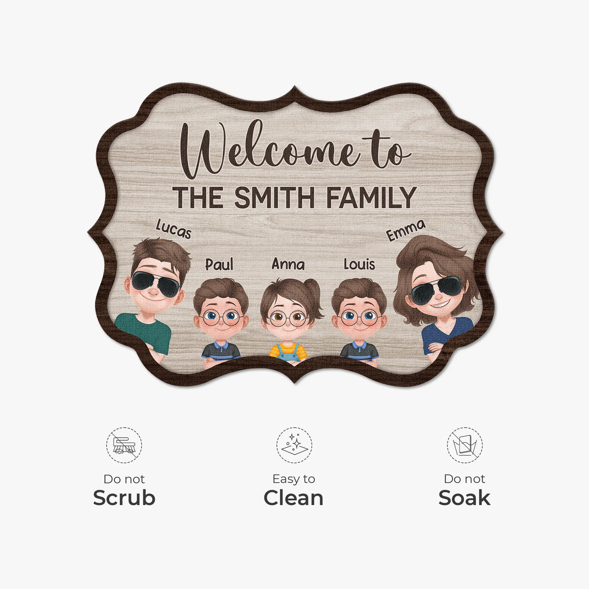 Welcome to The Family Personalized Shaped Doormat - Custom Family Name Welcome Mat for Housewarming