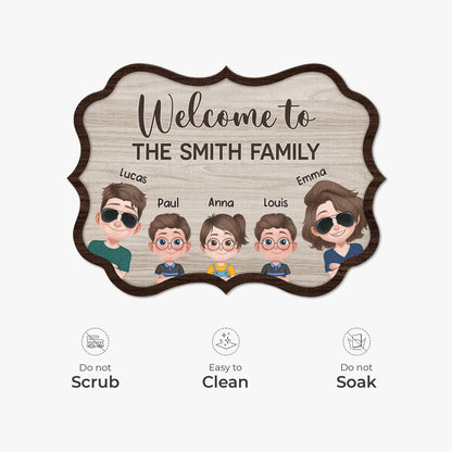 Welcome to The Family Personalized Shaped Doormat - Custom Family Name Welcome Mat for Housewarming