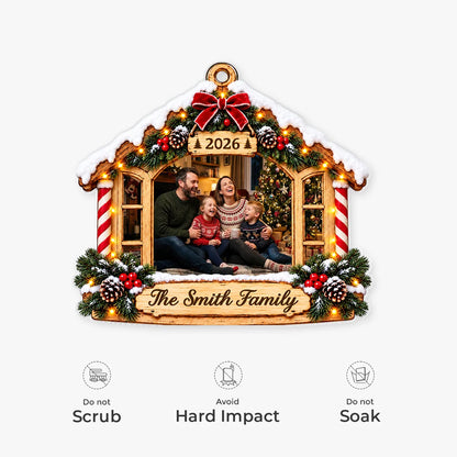 Cozy Holiday Home Personalized Family Photo Acrylic Ornament - Holiday Christmas Keepsake for Family