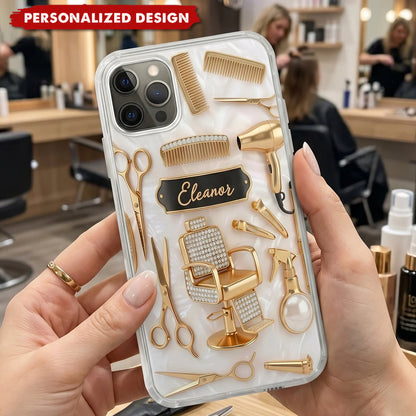 Custom Name Hairstylist Clear Phone Case - Personalized Hairdresser & Cosmetology Graduation Gift