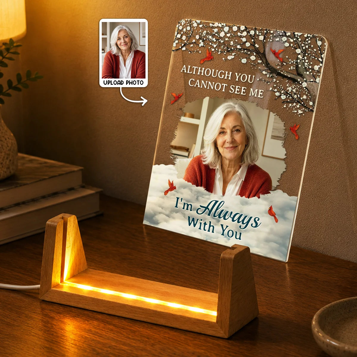 "Although You Cannot See Me" Personalized Memorial Night Light - Keepsake for Family