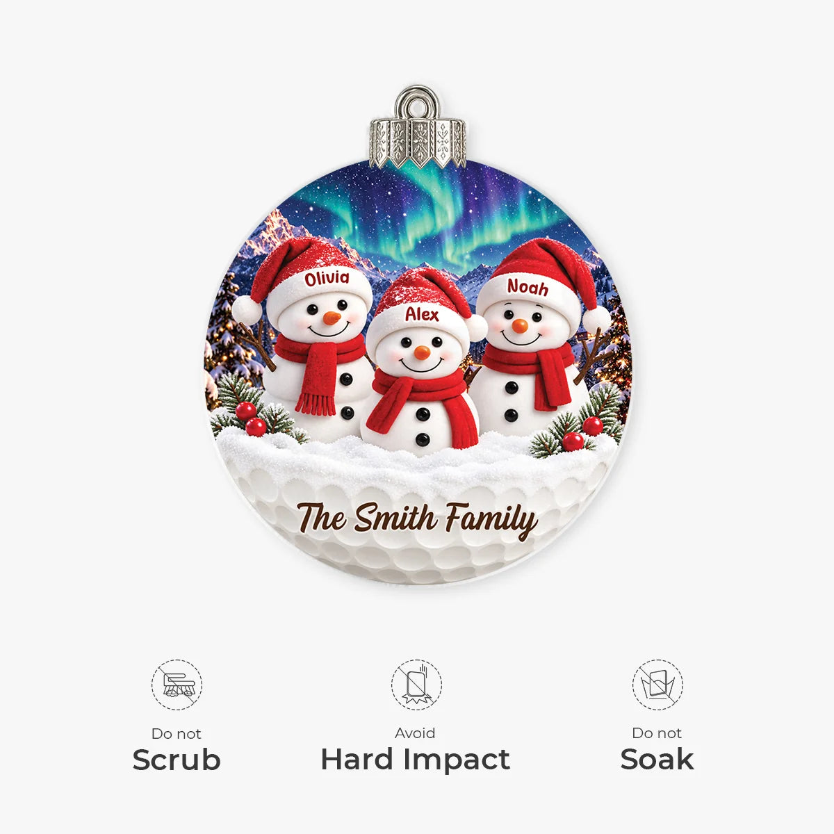 Snowman Family Personalized Acrylic Ornament - Christmas Holiday Keepsake Gift