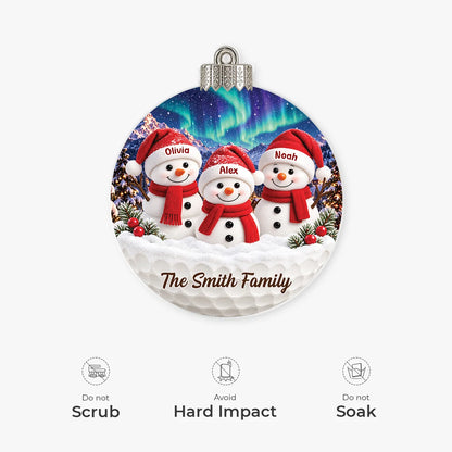 Snowman Family Personalized Acrylic Ornament - Christmas Holiday Keepsake Gift