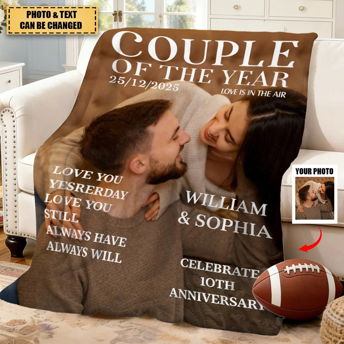 Couple Of The Year Magazine Cover Personalized Blanket - Custom Photo Anniversary Gift