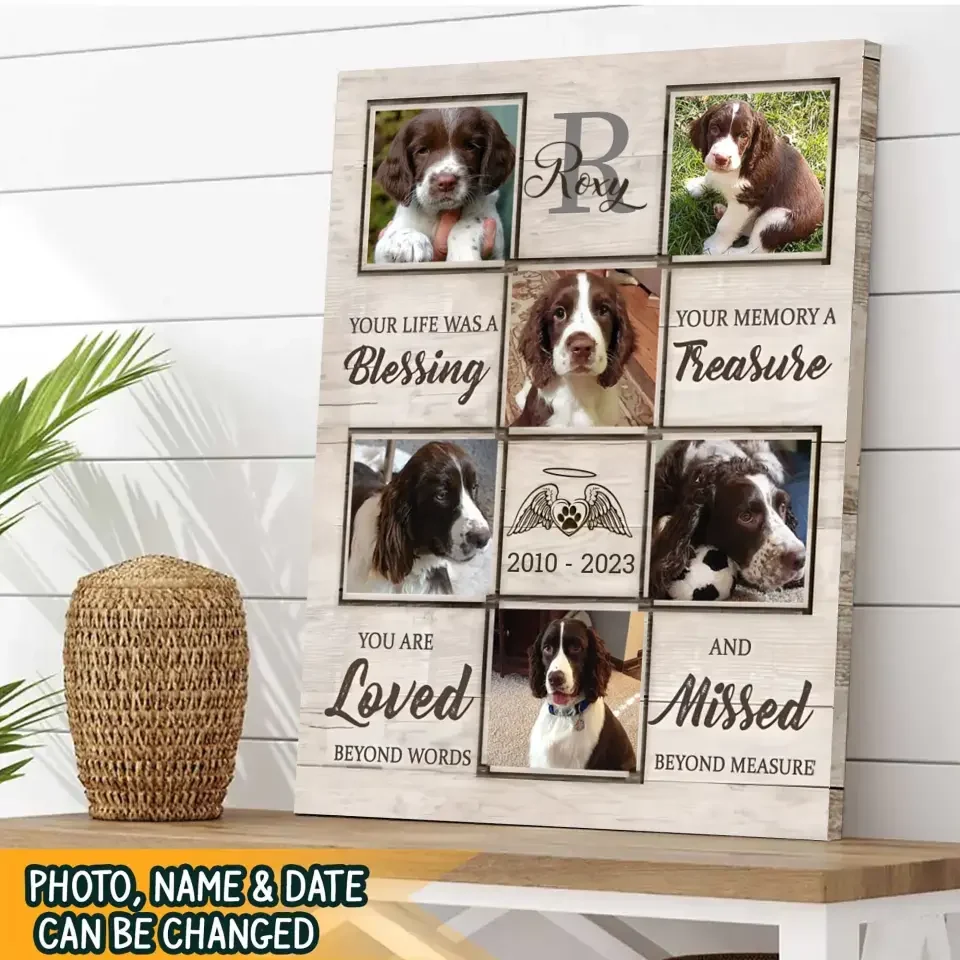 Your Life Was A Blessing Personalized Dog Memorial Canvas / Poster - Custom Pet Loss Gift for Dog Lovers