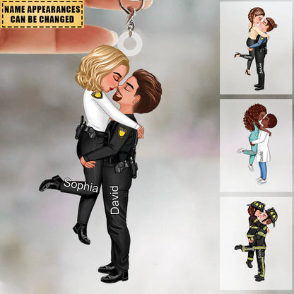 Custom Couple Portrait Keychain for Couples with personalized design details for meaningful gifting