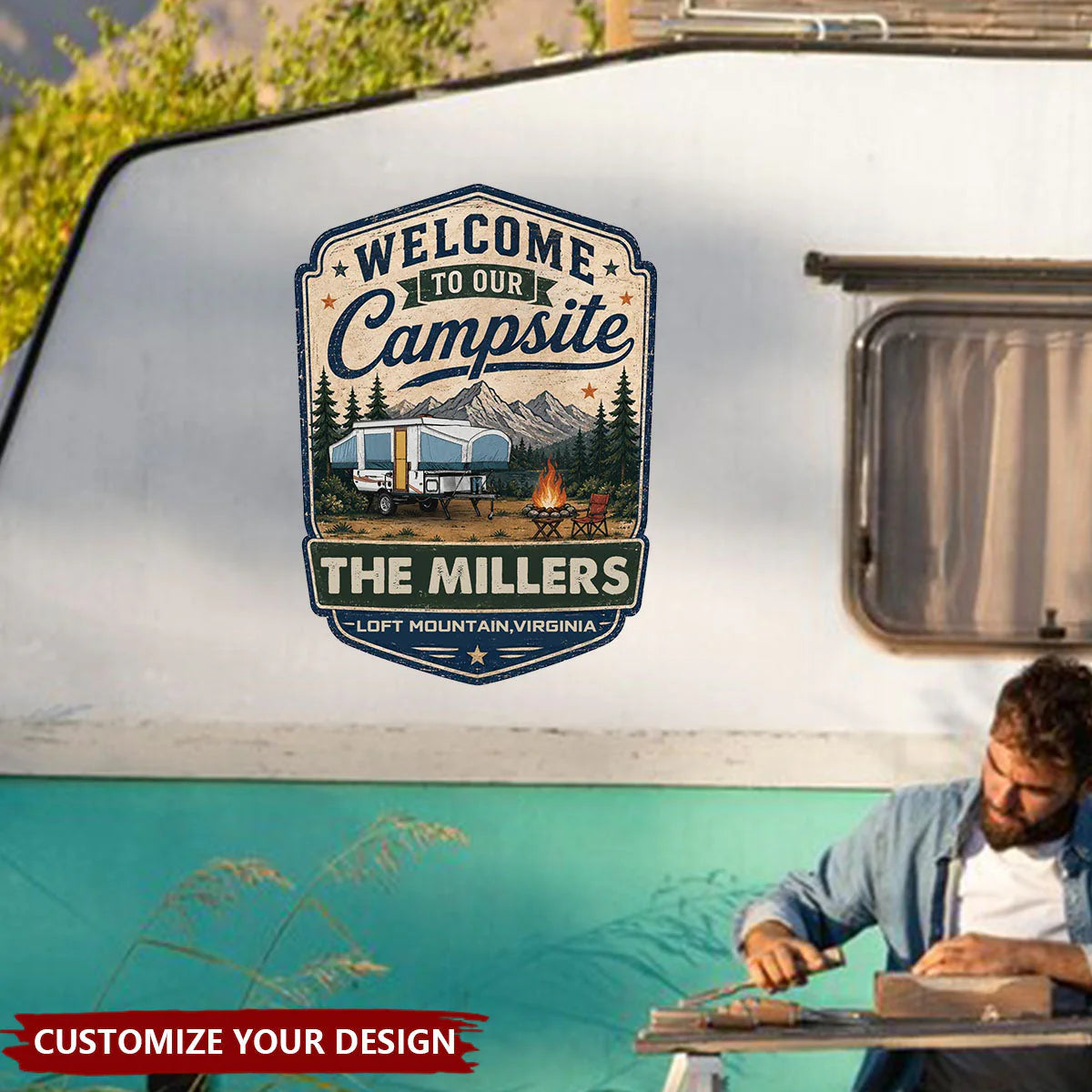 Decal / Sticker material and size view - Custom Camper Sticker