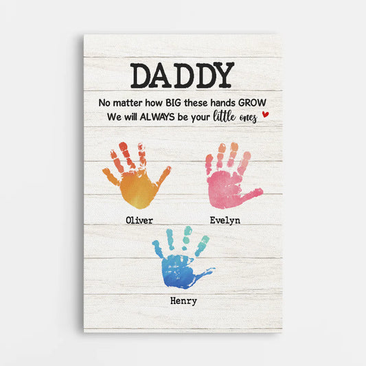 Personalized Handprint Canvas for Dad with personalized design details for meaningful gifting