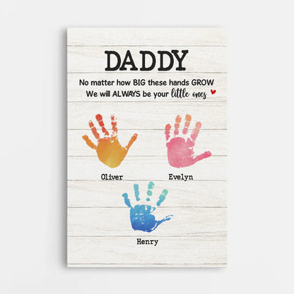 Personalized Handprint Canvas for Dad with personalized design details for meaningful gifting