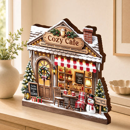 Cozy Cafe Tis the Season for Eggnog Personalized Wooden Block - Christmas Decor for Family
