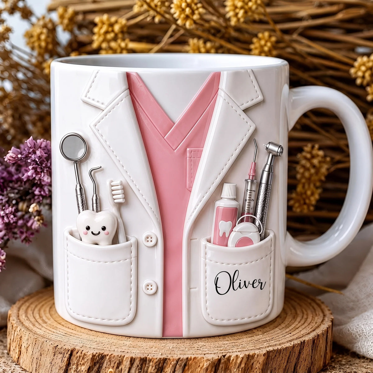 Custom Scrub Coat Dentist Mug - Personalized Hygienist Graduation Gift for Dental