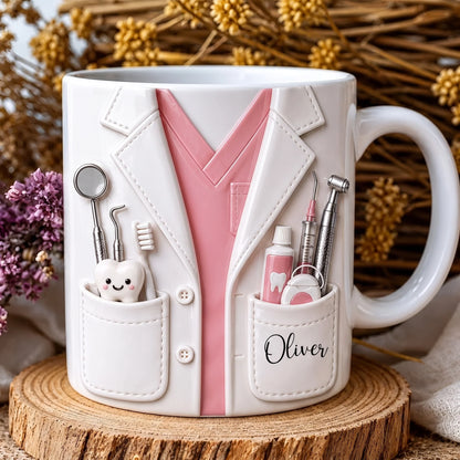 Custom Scrub Coat Dentist Mug - Personalized Hygienist Graduation Gift for Dental