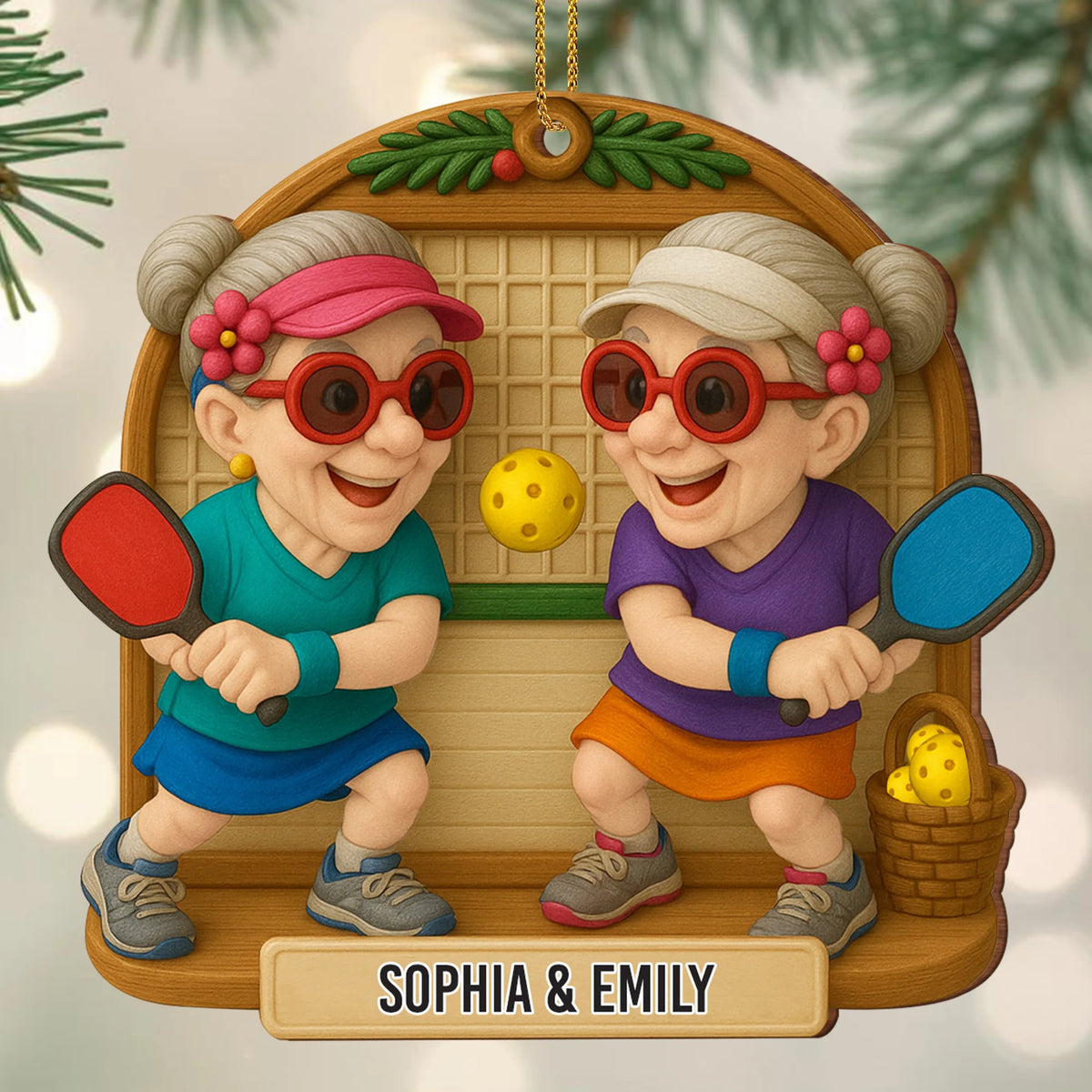 Joyful Pickleball Game Personalized Wood Ornament - Holiday Keepsake for Best Friends