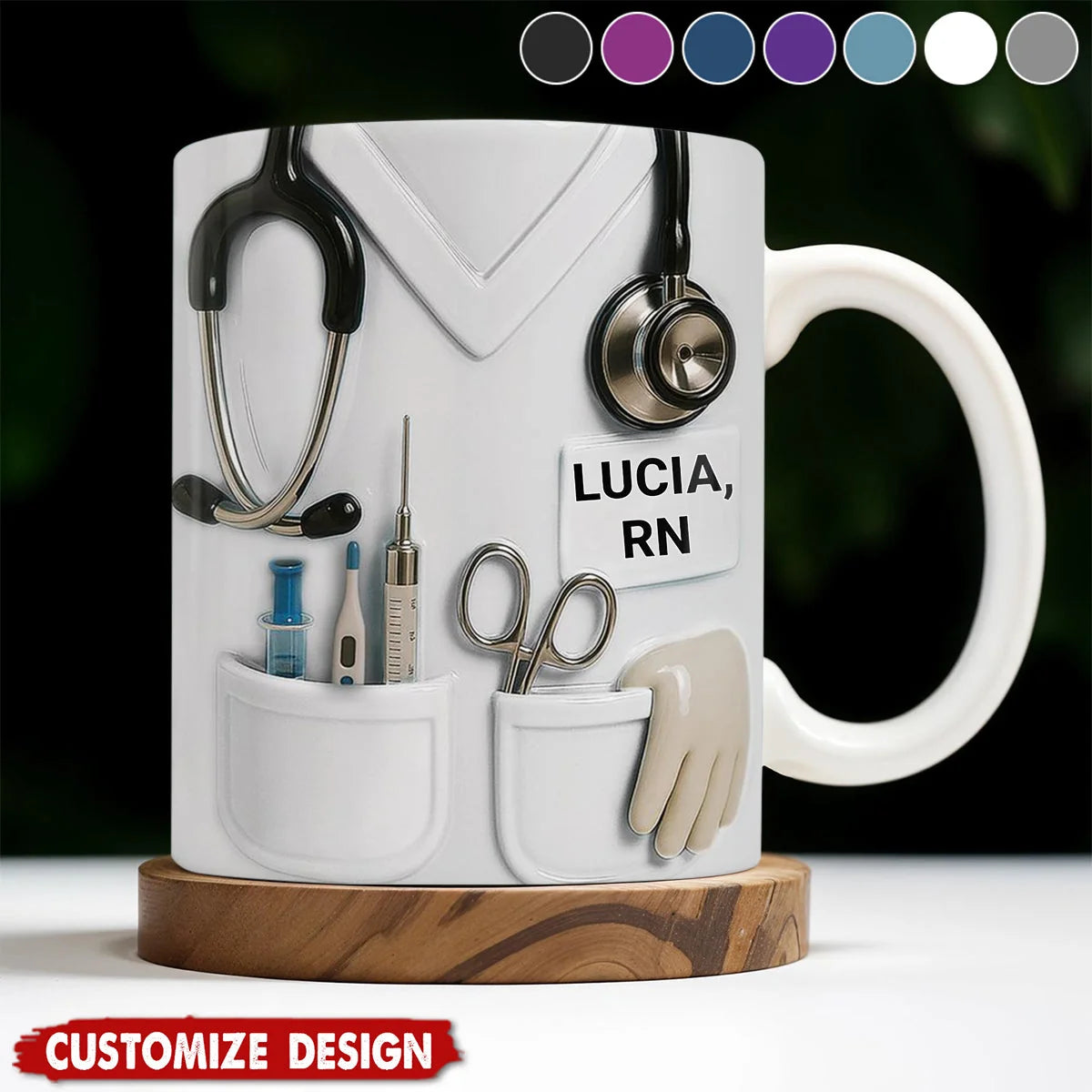 Custom Nurse Scrubs Coffee Mug - Personalized Stethoscope RN Gift for Healthcare Workers