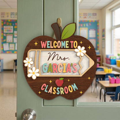 Personalized Teacher Classroom Door Sign personalization view for Teacher