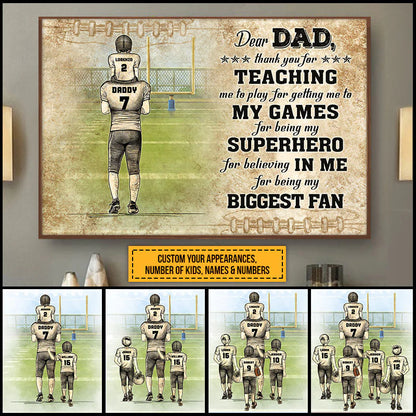 Custom Football Dad Canvas for Dad with personalized design details for meaningful gifting