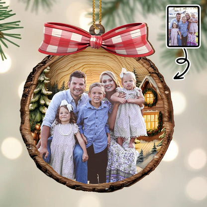 Custom Photo Wooden Family Ornament personalization view for Family