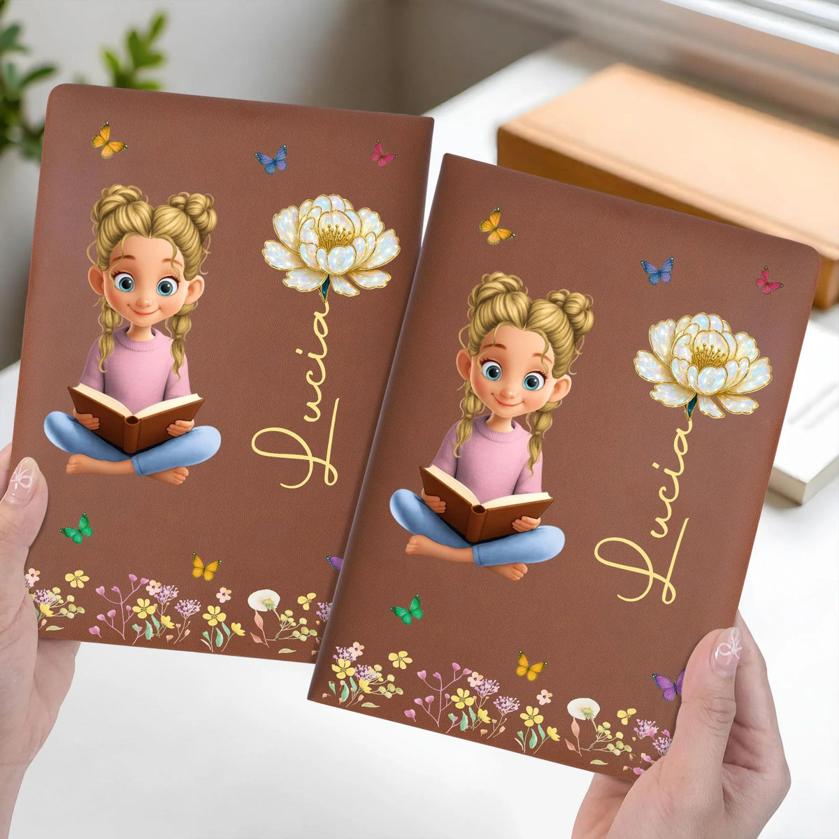 Reading Girl Surrounded By Flowers And Butterflies