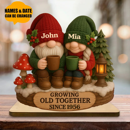 Growing Old Together Since Personalized Wooden Plaque - Anniversary Gift for Couples