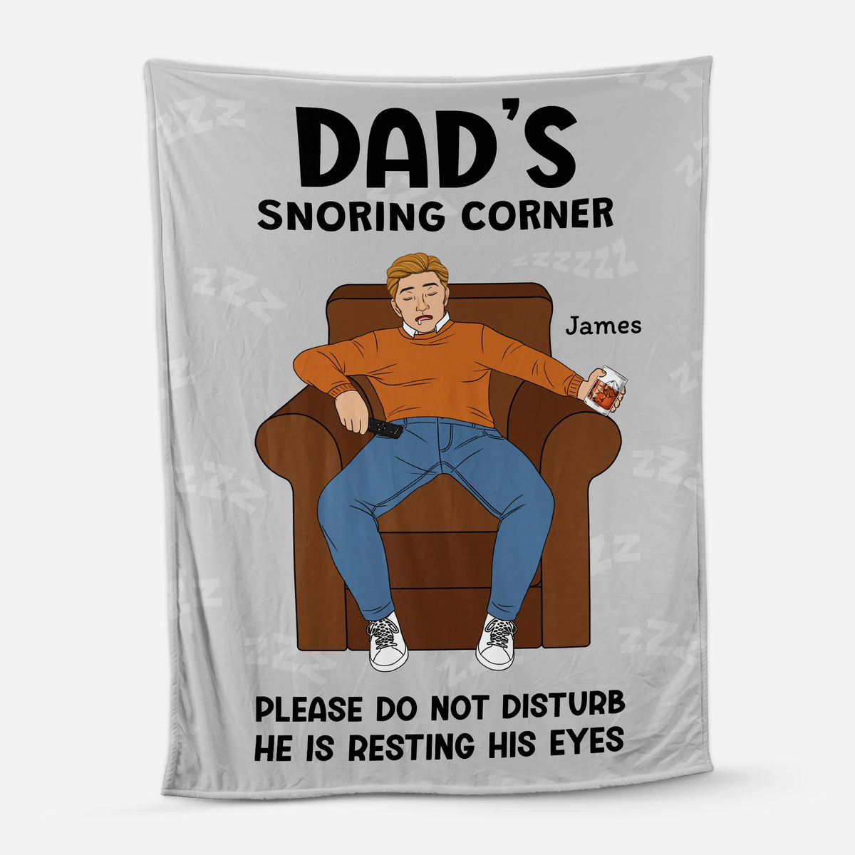 "Dad's Snoring Corner Resting His Eyes" Personalized Blanket - Funny Gift for Dad & Grandpa
