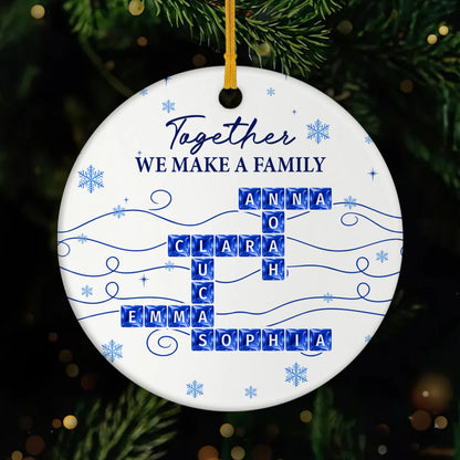 "Together We Make A Family" Crossword Personalized Ceramic Ornament - Custom Christmas Gift for Family