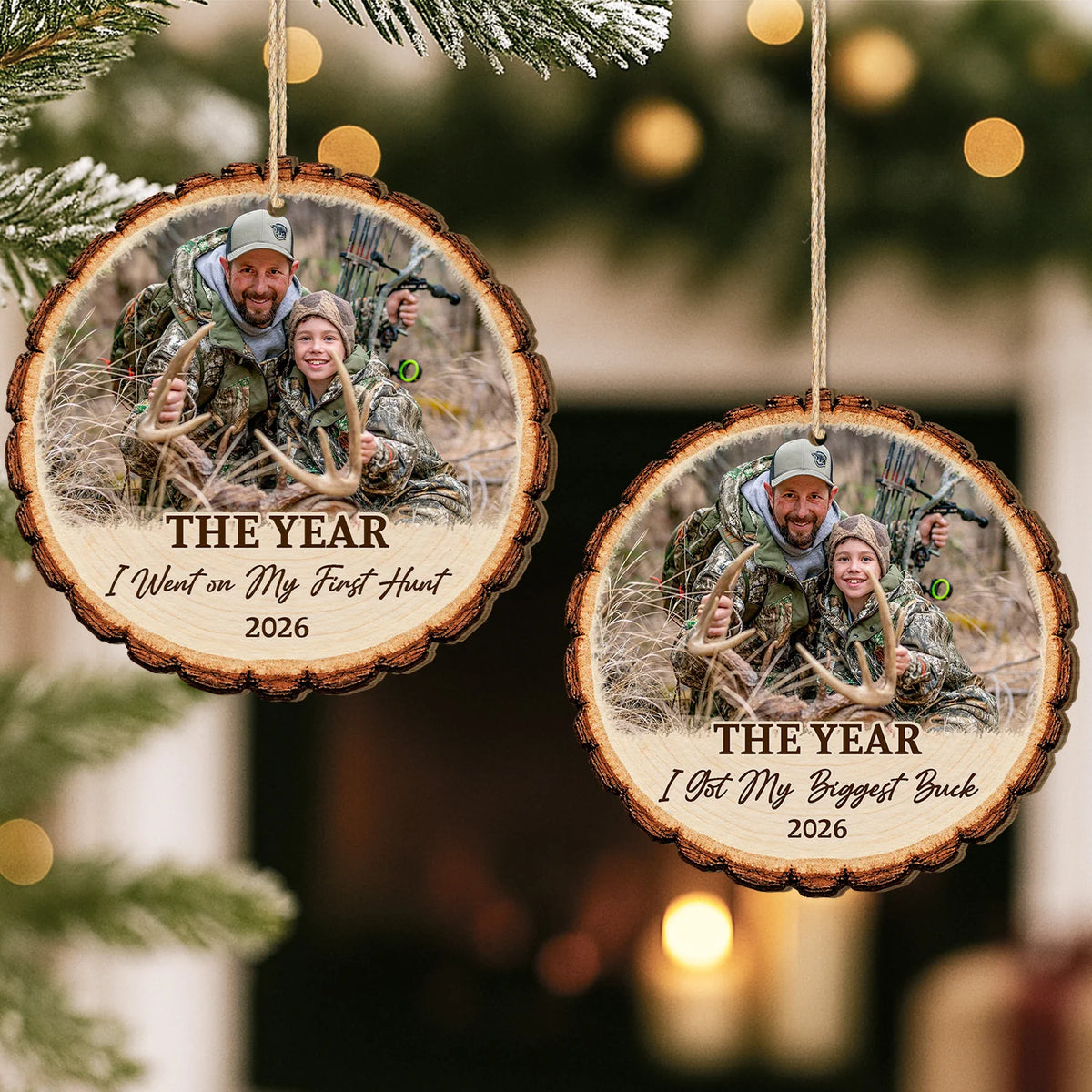 The Year I Went on My First Hunt - Personalized Wood Ornament for Dad Son Keepsake