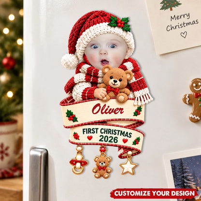Baby First Christmas Personalized Sticker - Custom Photo Keepsake Gift for New Mom