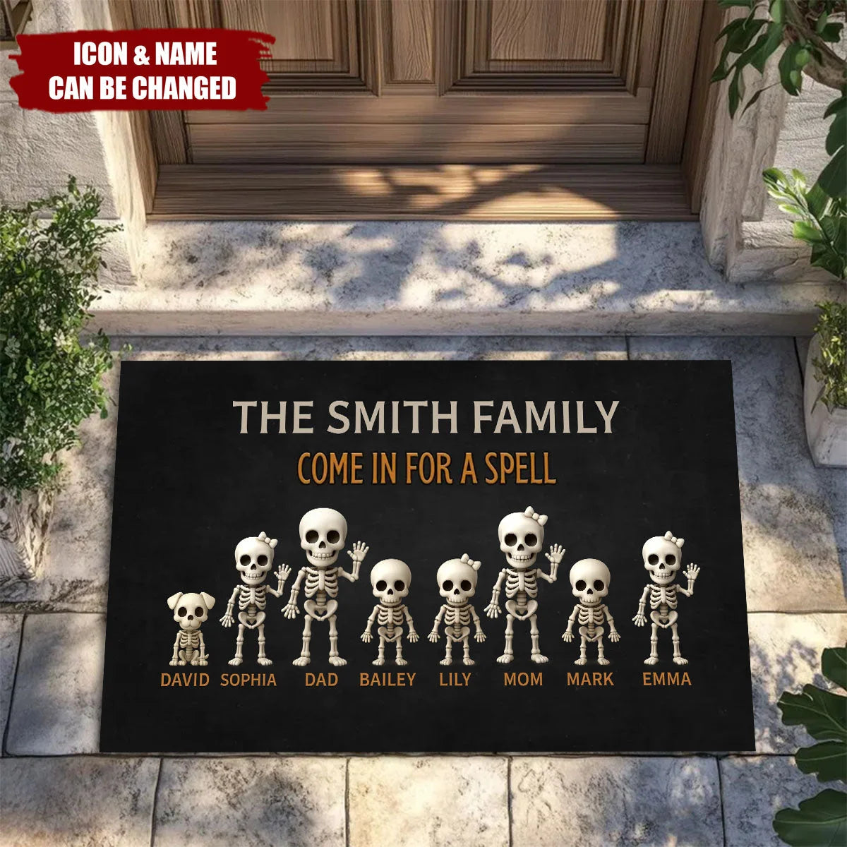 "Come In For A Spell" Personalized Halloween Doormat - Custom Fall Entryway Decor for Family