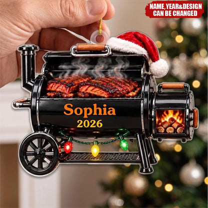 Grill Master Smoker Personalized Acrylic Ornament - Custom BBQ Christmas Keepsake Gift for Dad, Husband & Backyard Chef