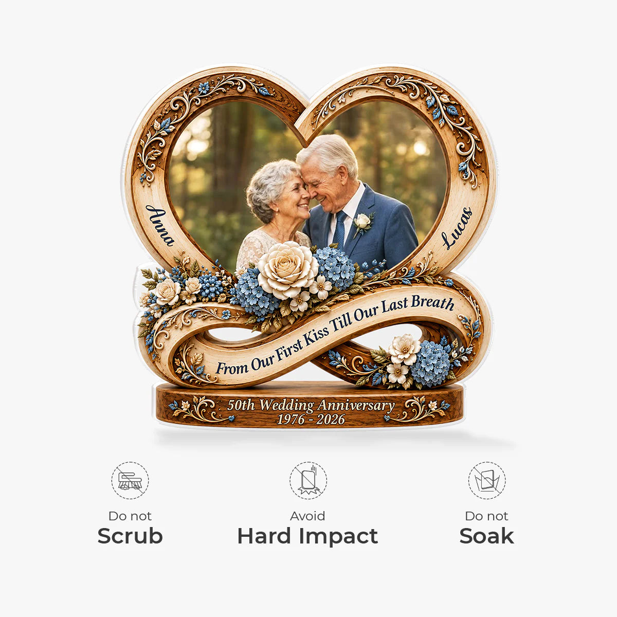 Plaque material and size view - Personalized Wedding Anniversary Plaque