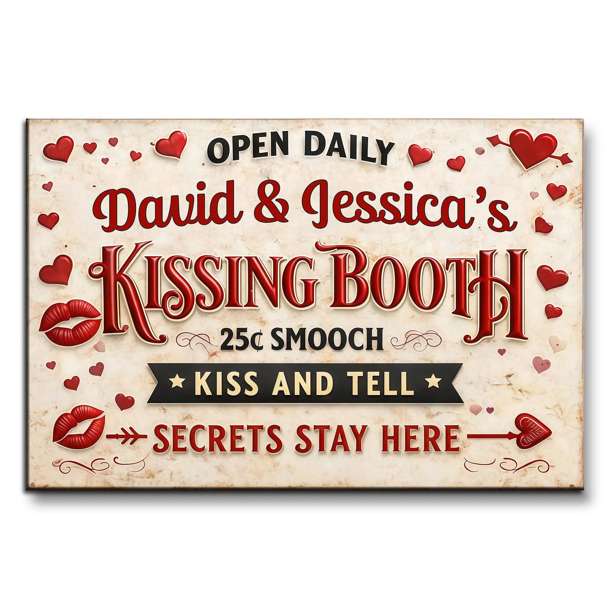 Kissing Booth, 25¢ Smooch, Kiss And Tell, Romantic Poster