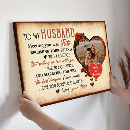 "Meeting You Was Fate" Personalized Romantic Canvas / Poster - Wall Art Gift for Husband or Wife