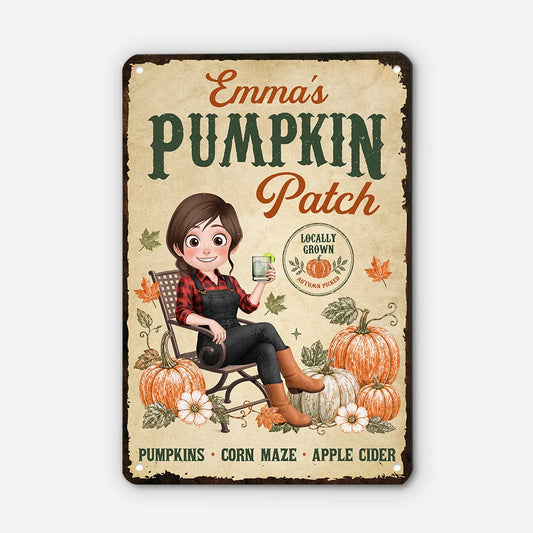 Custom pumpkin patch metal sign vintage autumn garden decor personalized fall gift